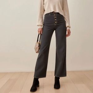 Reformation Lexi High Rise Wide Leg Jeans | in Washed Black color